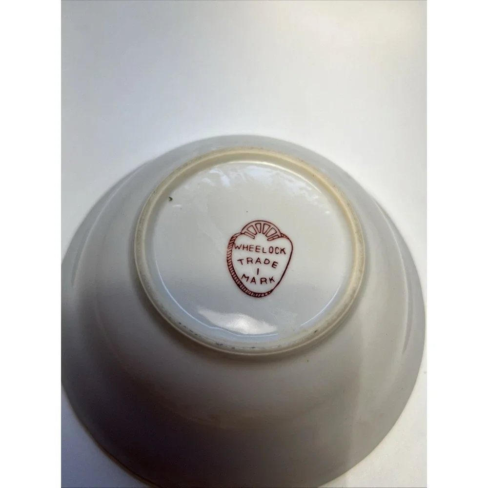 Vintage Wheelock Trade I Mark Bowl Yellow Roses, Gold Trim